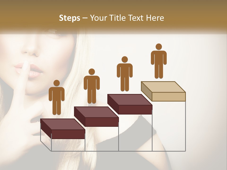 A Beautiful Blond Woman With A Finger On Her Lips PowerPoint Template