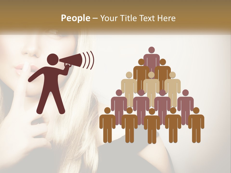 A Beautiful Blond Woman With A Finger On Her Lips PowerPoint Template