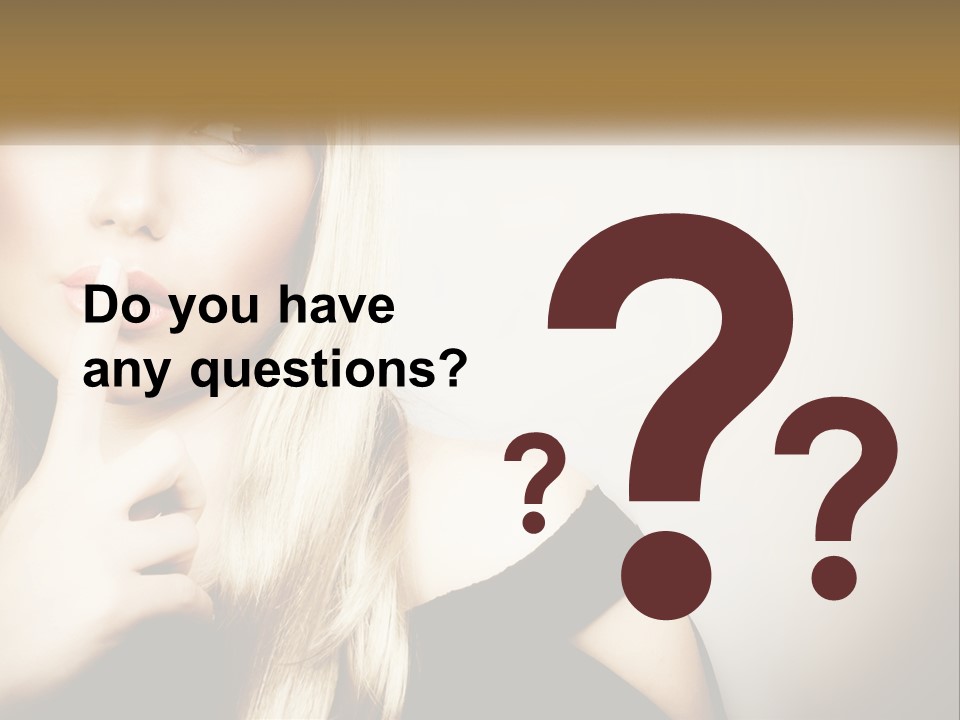 A Beautiful Blond Woman With A Finger On Her Lips PowerPoint Template