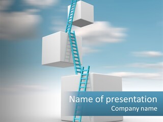 A Ladder Going Up To The Top Of A Building PowerPoint Template