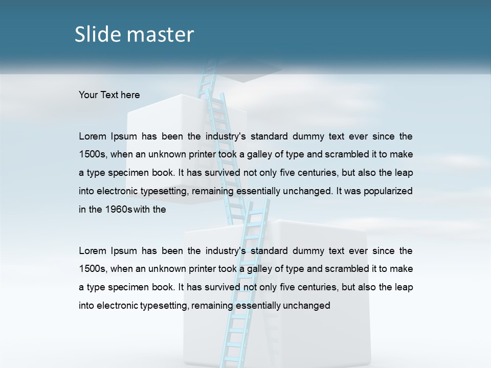 A Ladder Going Up To The Top Of A Building PowerPoint Template