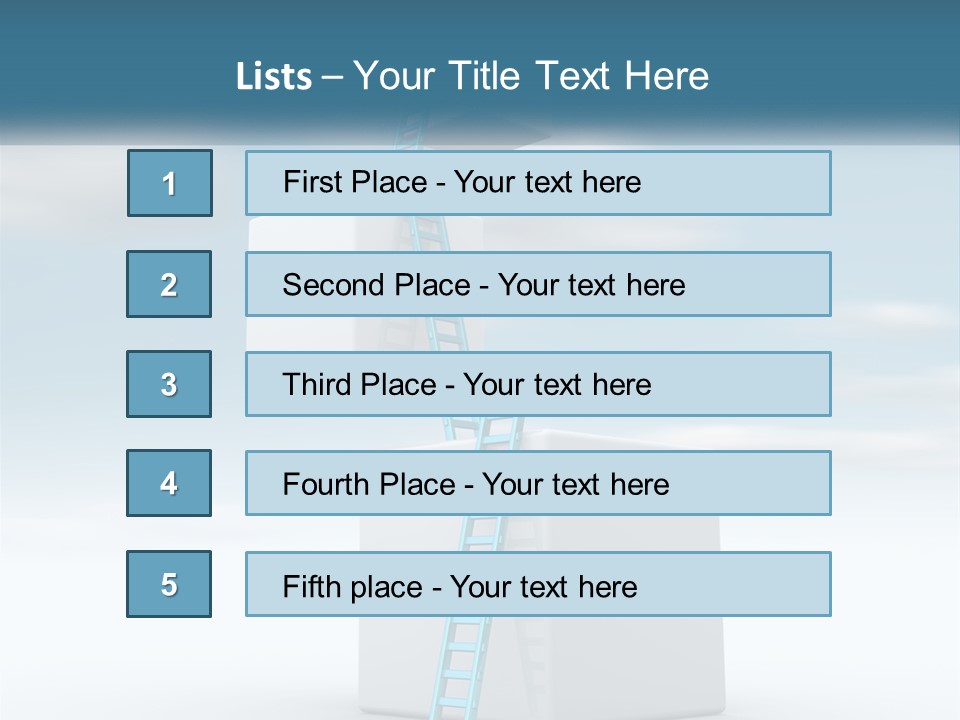 A Ladder Going Up To The Top Of A Building PowerPoint Template