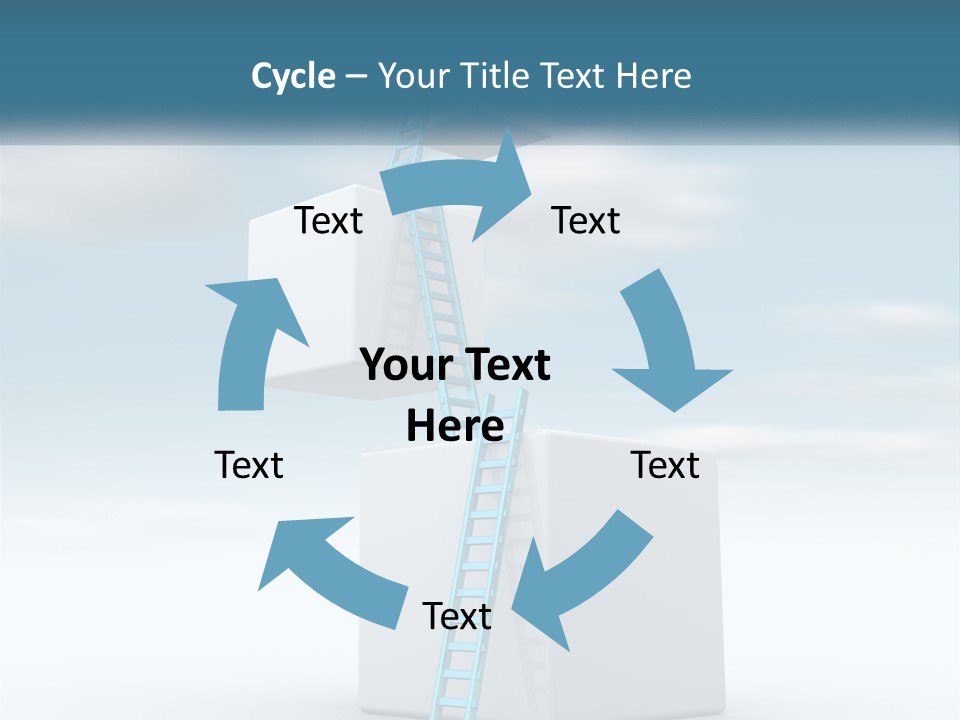 A Ladder Going Up To The Top Of A Building PowerPoint Template
