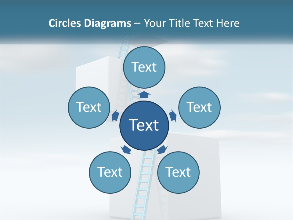 A Ladder Going Up To The Top Of A Building PowerPoint Template