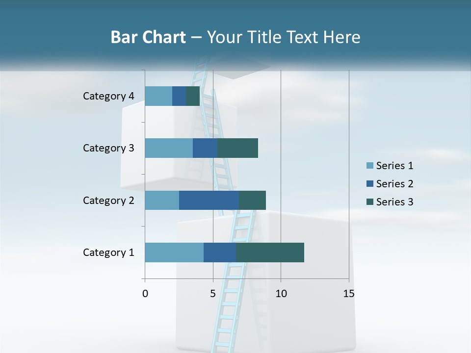 A Ladder Going Up To The Top Of A Building PowerPoint Template