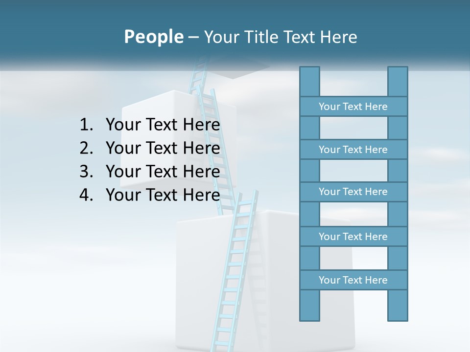 A Ladder Going Up To The Top Of A Building PowerPoint Template