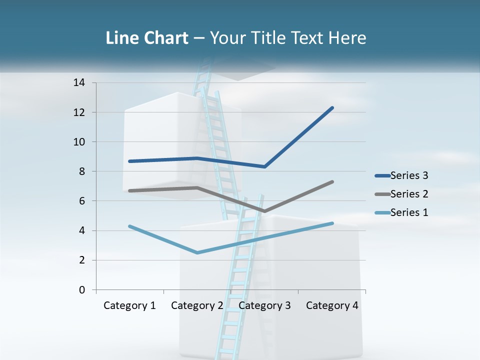 A Ladder Going Up To The Top Of A Building PowerPoint Template