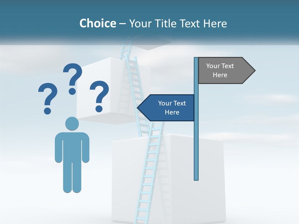 A Ladder Going Up To The Top Of A Building PowerPoint Template