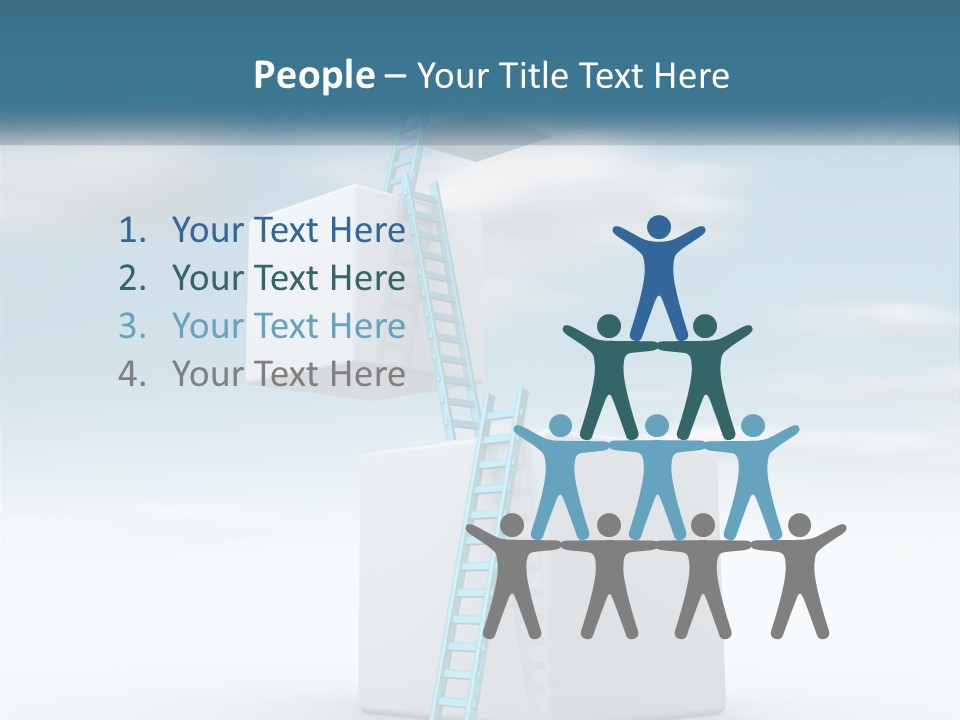 A Ladder Going Up To The Top Of A Building PowerPoint Template
