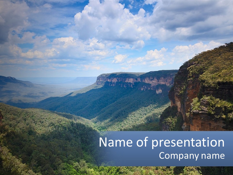 A Scenic View Of The Blue Mountains With Clouds In The Sky PowerPoint Template