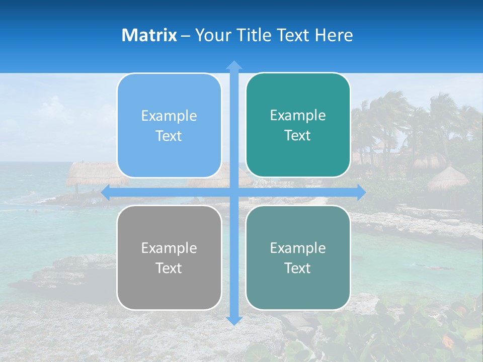 A Tropical Island With Palm Trees And Thatched Huts PowerPoint Template