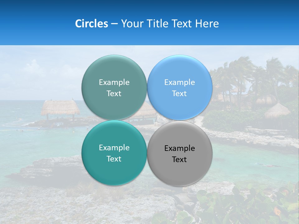 A Tropical Island With Palm Trees And Thatched Huts PowerPoint Template