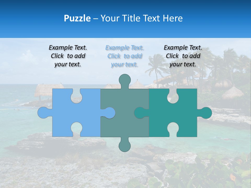 A Tropical Island With Palm Trees And Thatched Huts PowerPoint Template