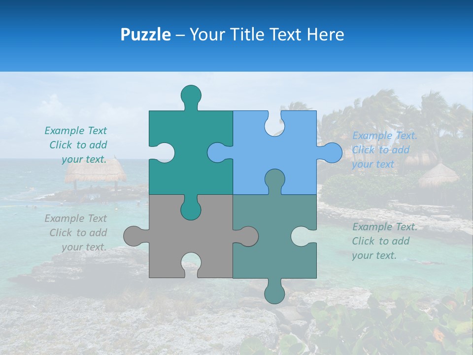 A Tropical Island With Palm Trees And Thatched Huts PowerPoint Template