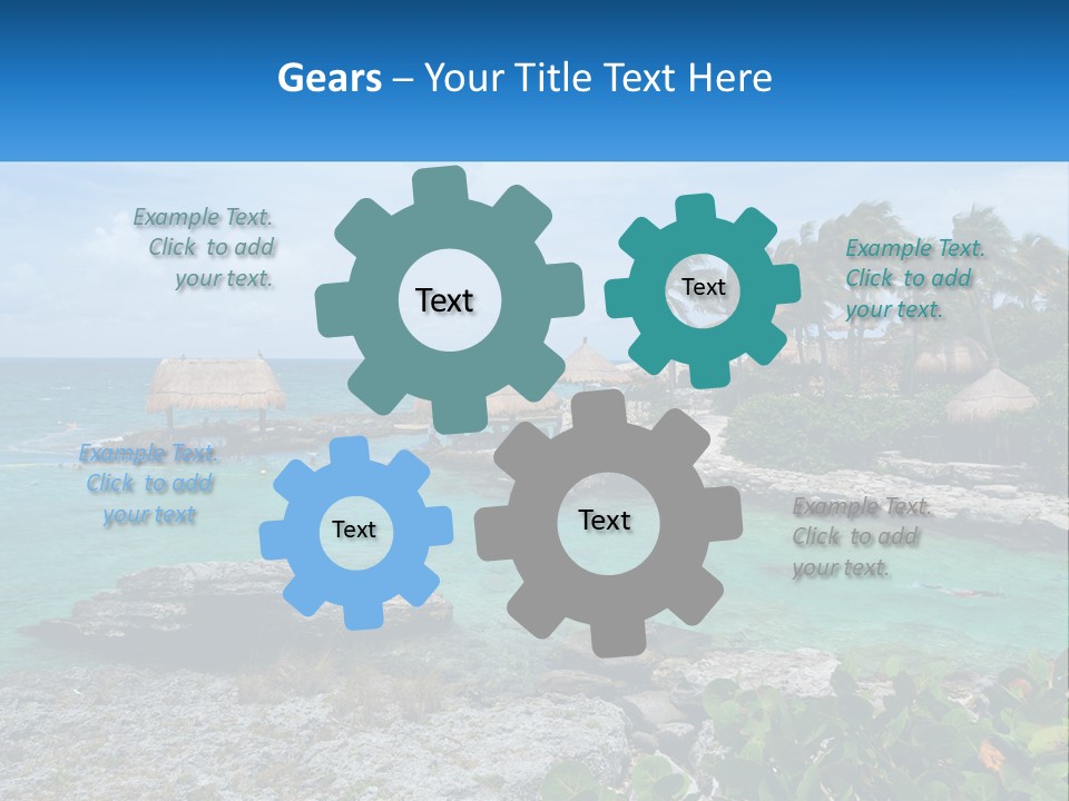 A Tropical Island With Palm Trees And Thatched Huts PowerPoint Template