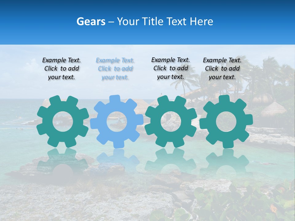 A Tropical Island With Palm Trees And Thatched Huts PowerPoint Template