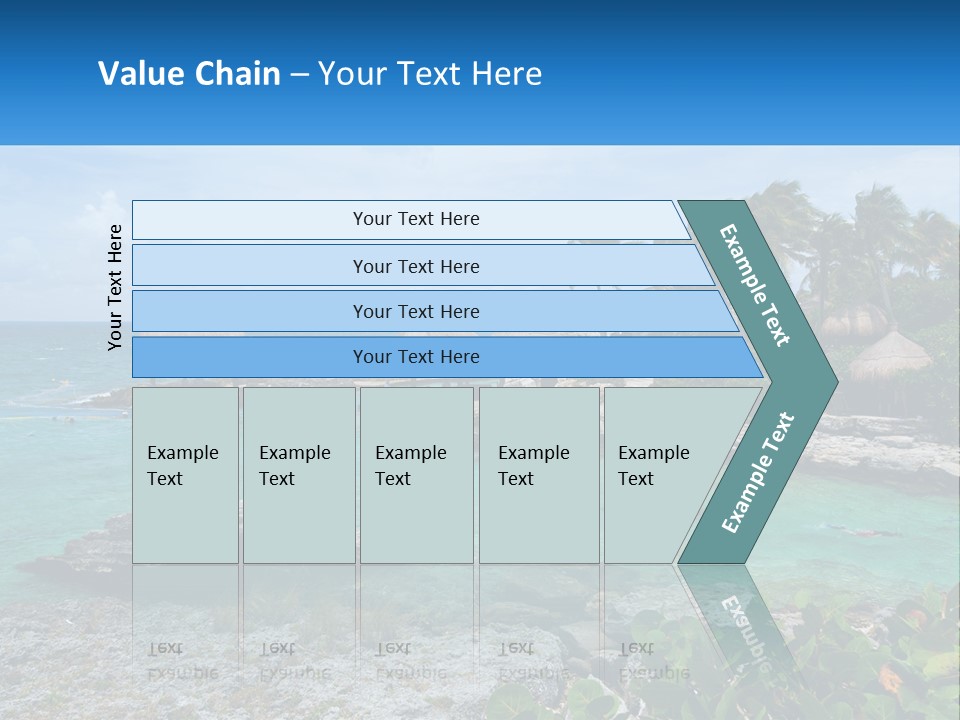 A Tropical Island With Palm Trees And Thatched Huts PowerPoint Template