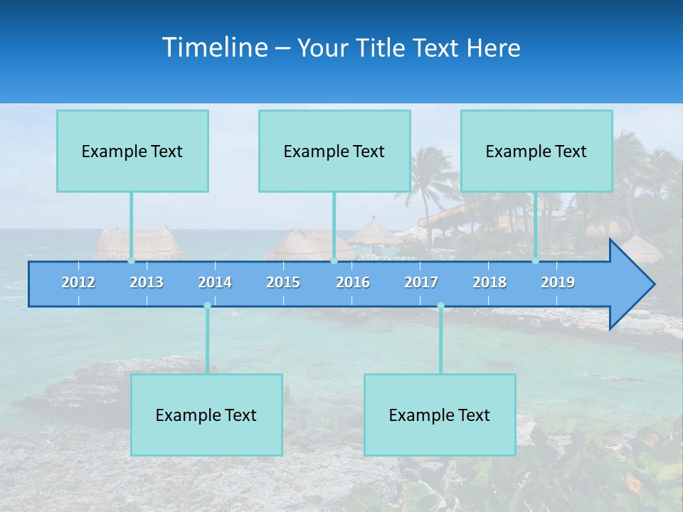 A Tropical Island With Palm Trees And Thatched Huts PowerPoint Template