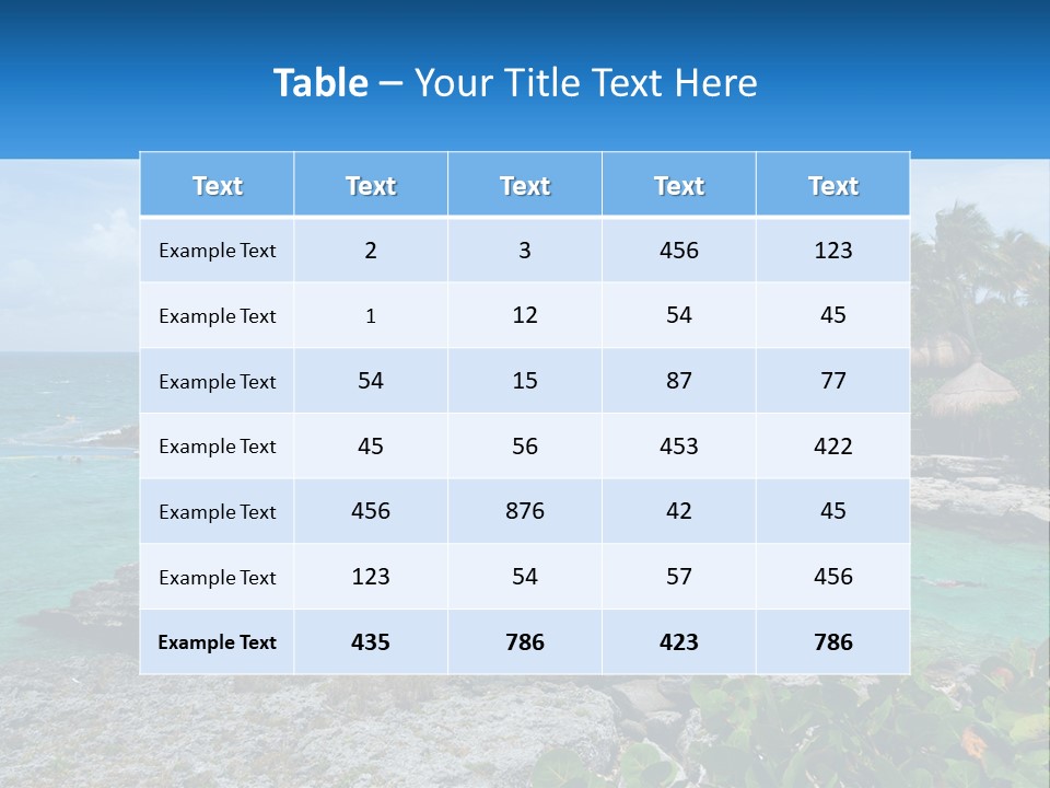 A Tropical Island With Palm Trees And Thatched Huts PowerPoint Template