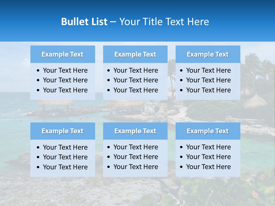 A Tropical Island With Palm Trees And Thatched Huts PowerPoint Template