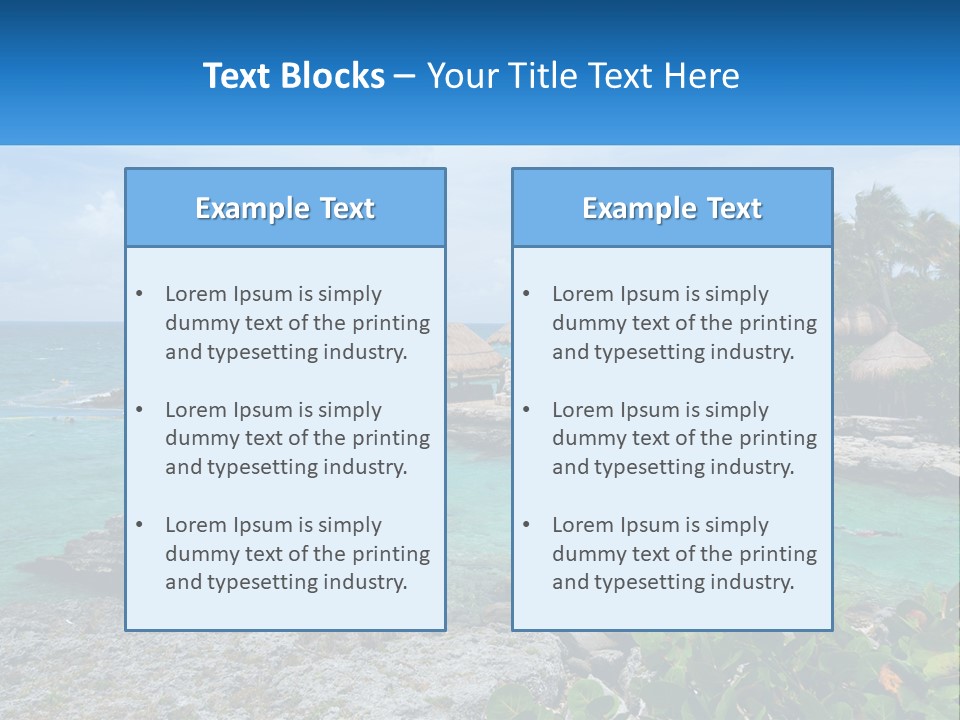 A Tropical Island With Palm Trees And Thatched Huts PowerPoint Template