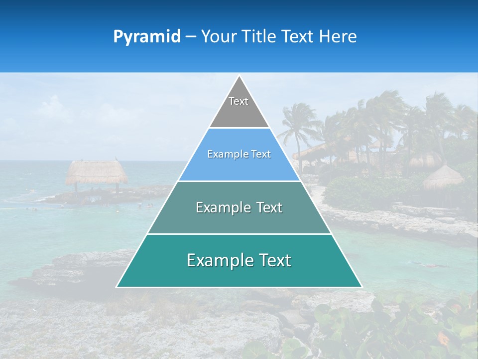 A Tropical Island With Palm Trees And Thatched Huts PowerPoint Template