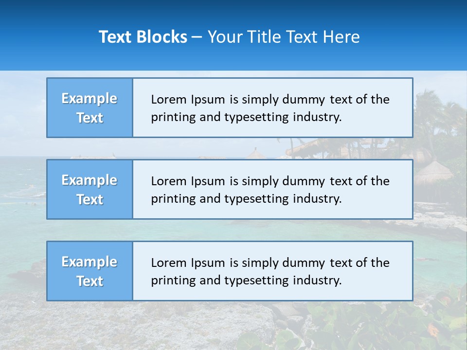 A Tropical Island With Palm Trees And Thatched Huts PowerPoint Template