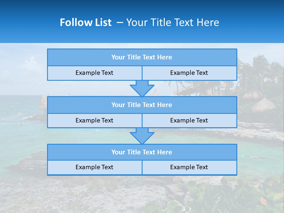 A Tropical Island With Palm Trees And Thatched Huts PowerPoint Template