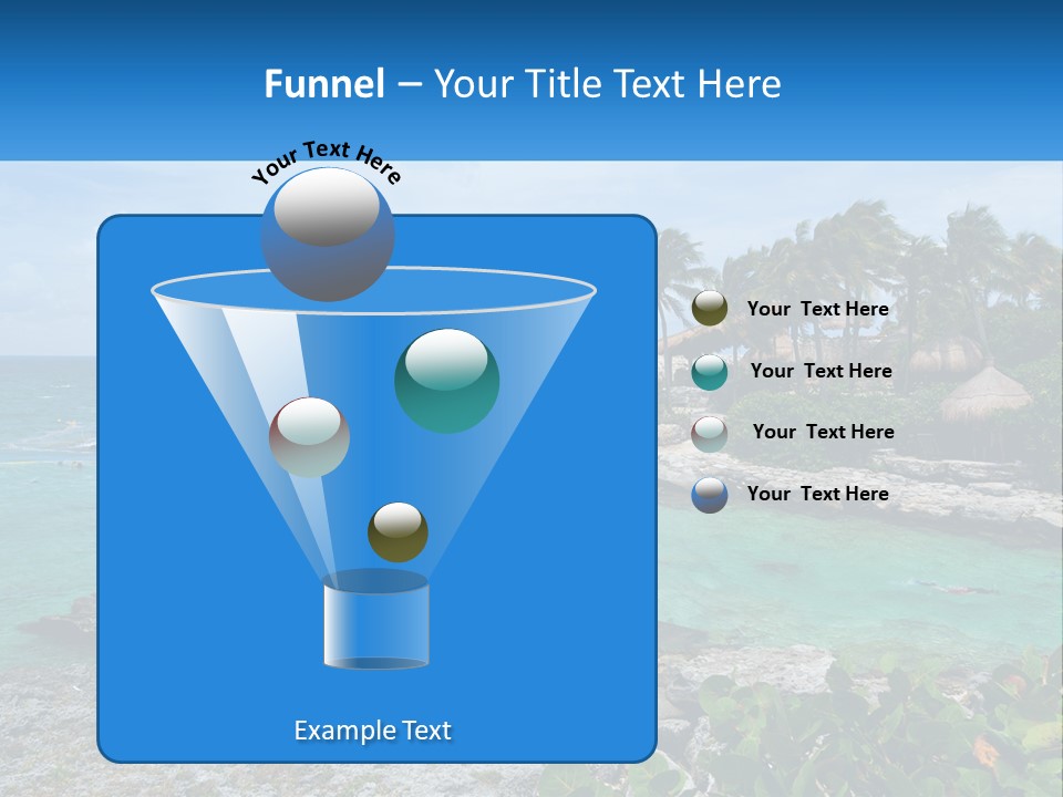 A Tropical Island With Palm Trees And Thatched Huts PowerPoint Template