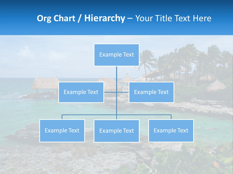 A Tropical Island With Palm Trees And Thatched Huts PowerPoint Template