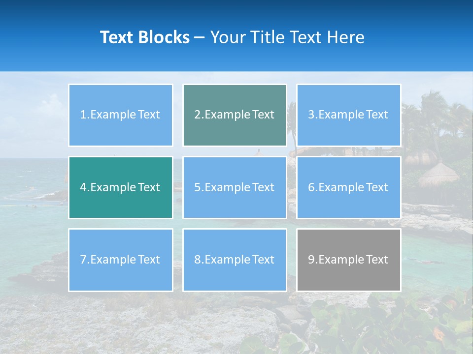 A Tropical Island With Palm Trees And Thatched Huts PowerPoint Template