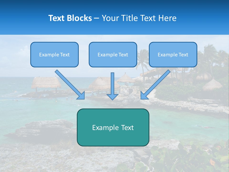 A Tropical Island With Palm Trees And Thatched Huts PowerPoint Template