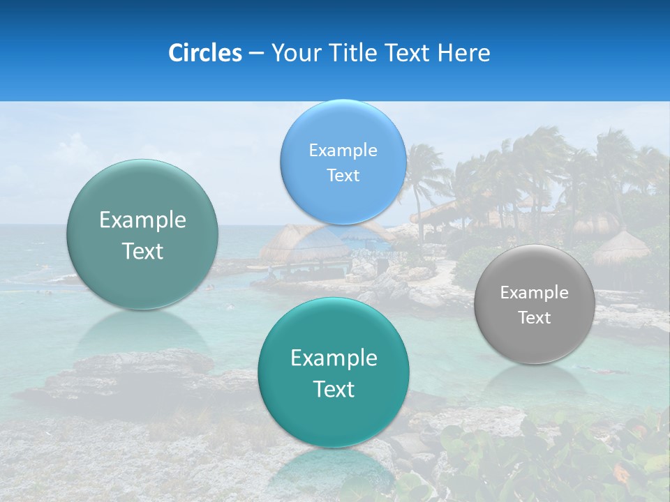 A Tropical Island With Palm Trees And Thatched Huts PowerPoint Template