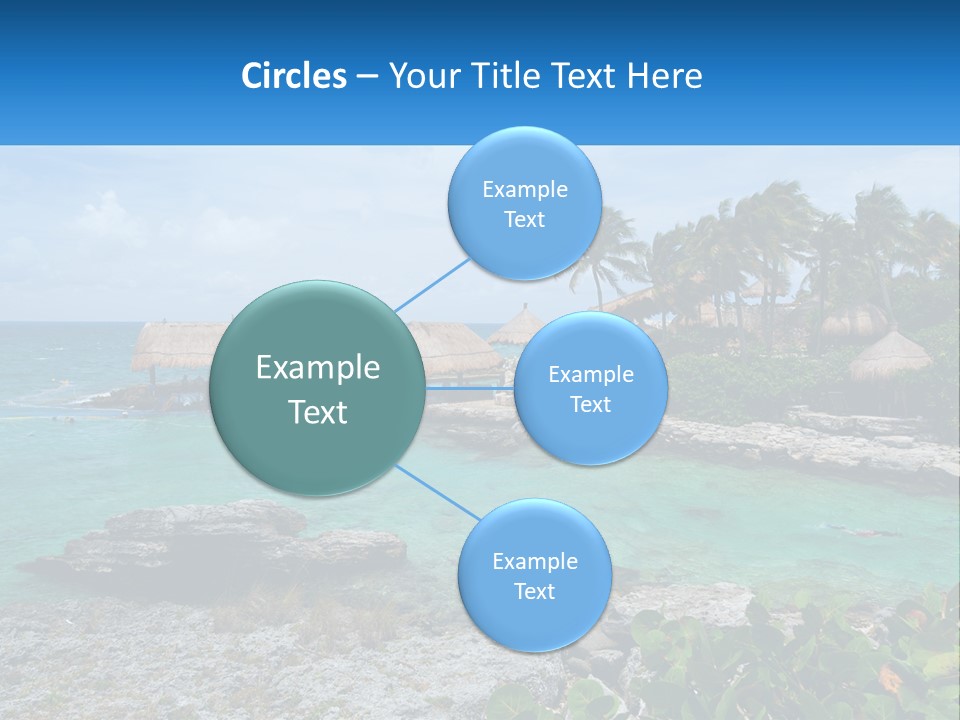 A Tropical Island With Palm Trees And Thatched Huts PowerPoint Template