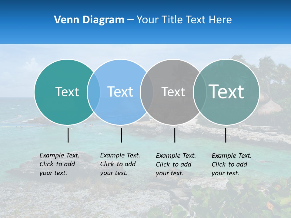 A Tropical Island With Palm Trees And Thatched Huts PowerPoint Template