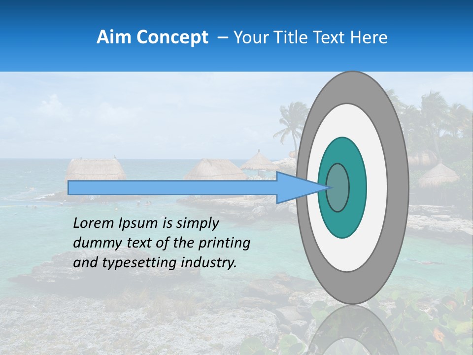 A Tropical Island With Palm Trees And Thatched Huts PowerPoint Template