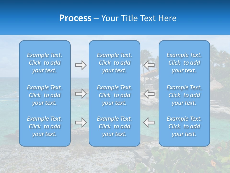 A Tropical Island With Palm Trees And Thatched Huts PowerPoint Template