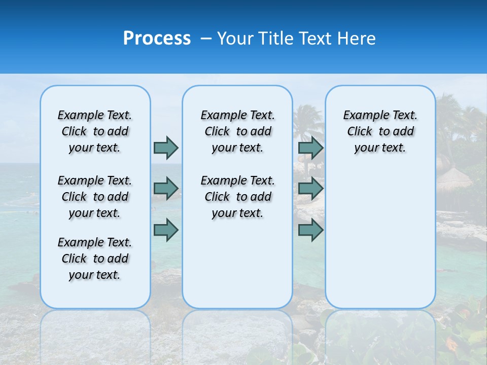 A Tropical Island With Palm Trees And Thatched Huts PowerPoint Template