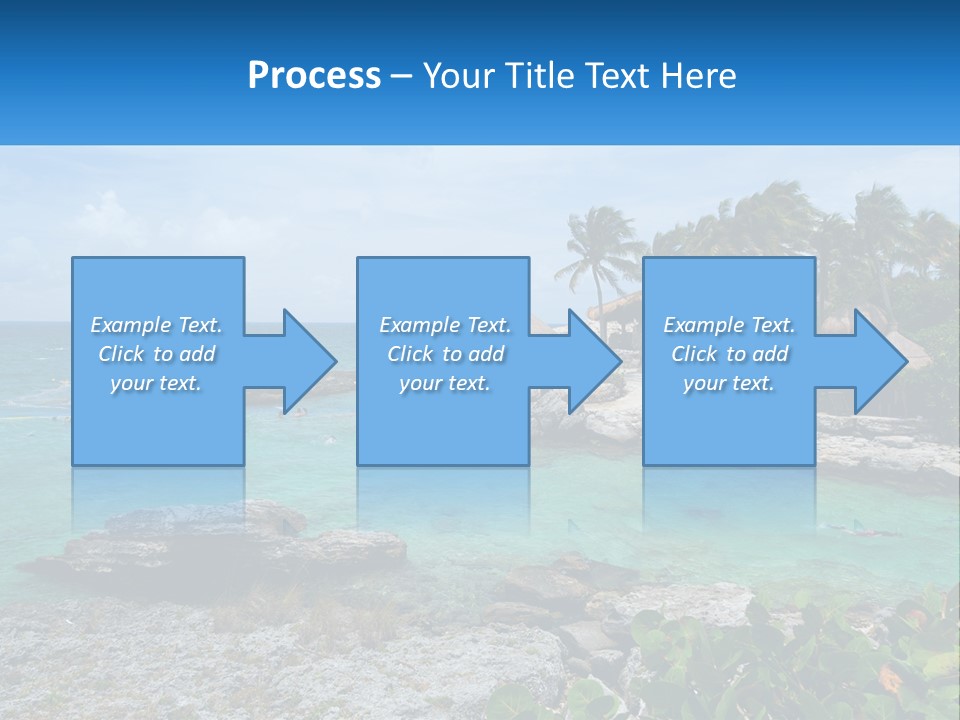 A Tropical Island With Palm Trees And Thatched Huts PowerPoint Template