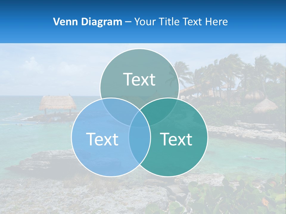 A Tropical Island With Palm Trees And Thatched Huts PowerPoint Template