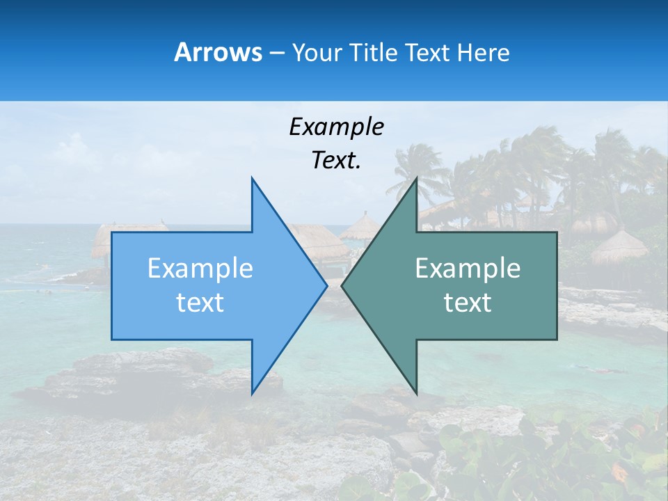 A Tropical Island With Palm Trees And Thatched Huts PowerPoint Template