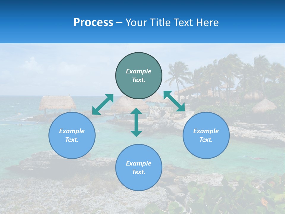 A Tropical Island With Palm Trees And Thatched Huts PowerPoint Template