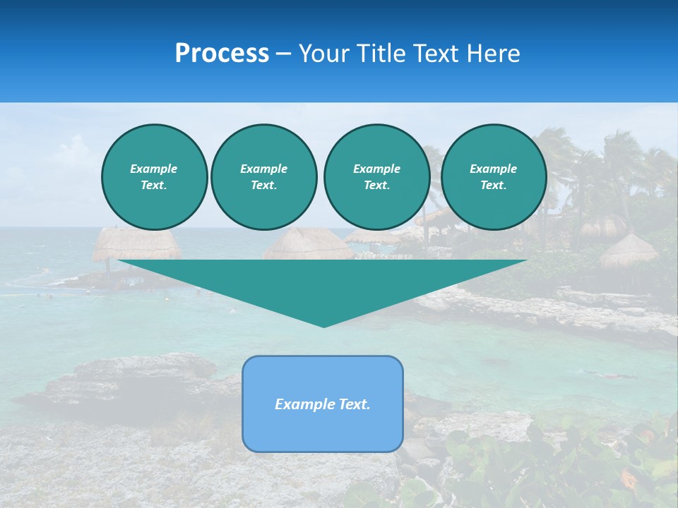A Tropical Island With Palm Trees And Thatched Huts PowerPoint Template