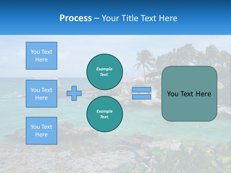 A Tropical Island With Palm Trees And Thatched Huts PowerPoint Template