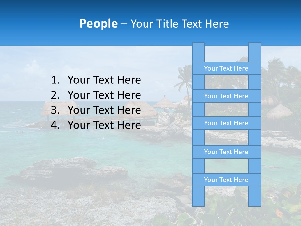 A Tropical Island With Palm Trees And Thatched Huts PowerPoint Template