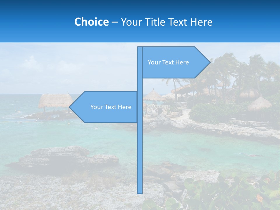 A Tropical Island With Palm Trees And Thatched Huts PowerPoint Template