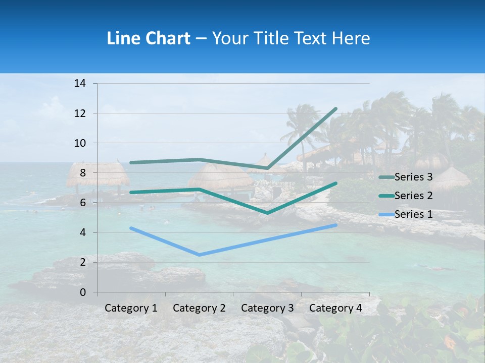 A Tropical Island With Palm Trees And Thatched Huts PowerPoint Template