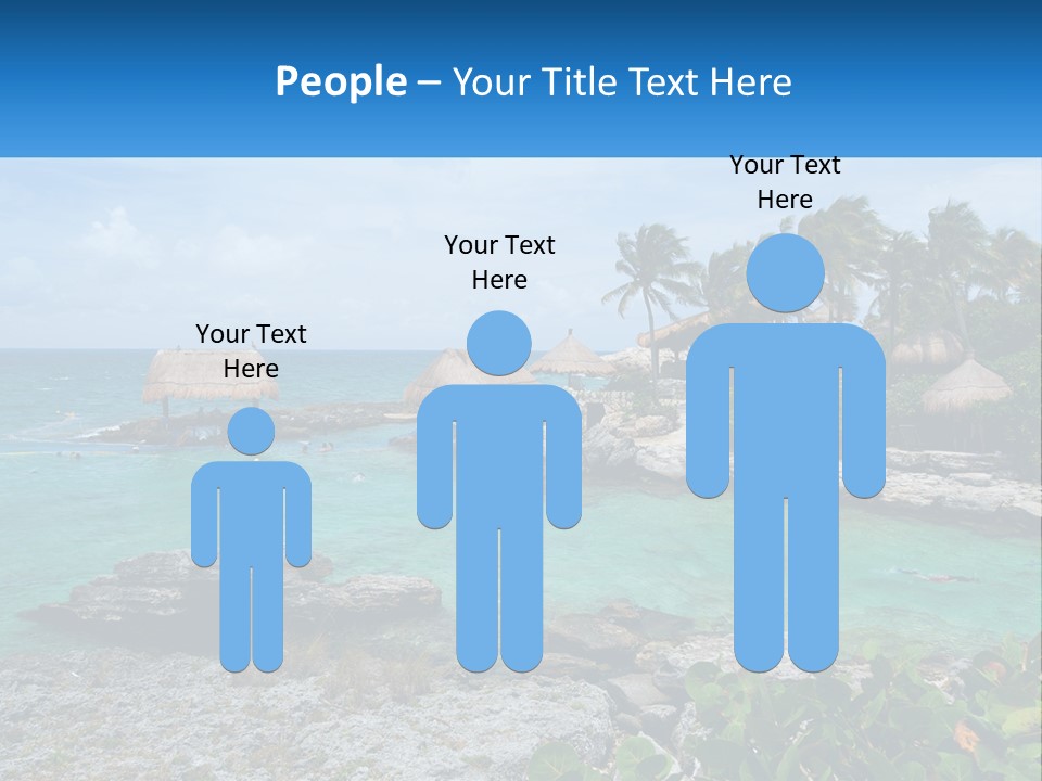 A Tropical Island With Palm Trees And Thatched Huts PowerPoint Template