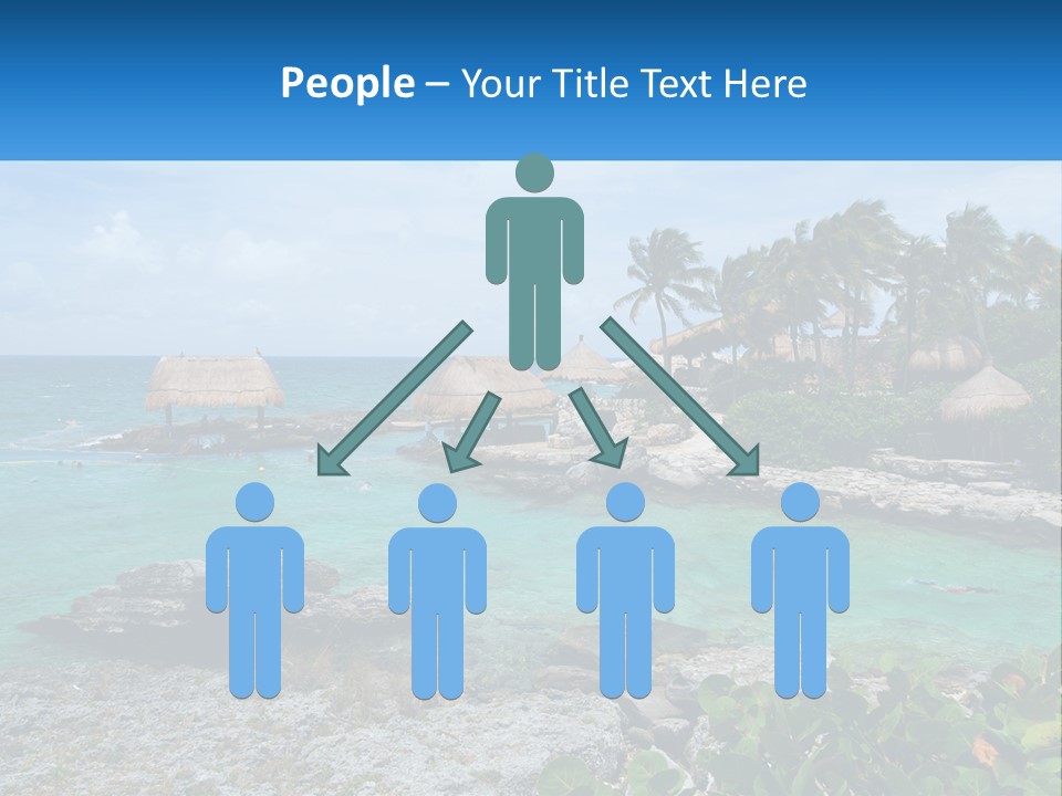 A Tropical Island With Palm Trees And Thatched Huts PowerPoint Template