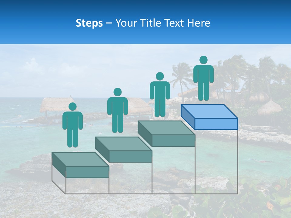 A Tropical Island With Palm Trees And Thatched Huts PowerPoint Template